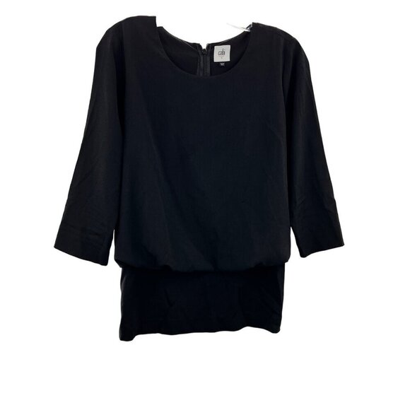 Cabi Women's 3/4 Sleeve Blouson Black Top Size Small Zip - Picture 1 of 12
